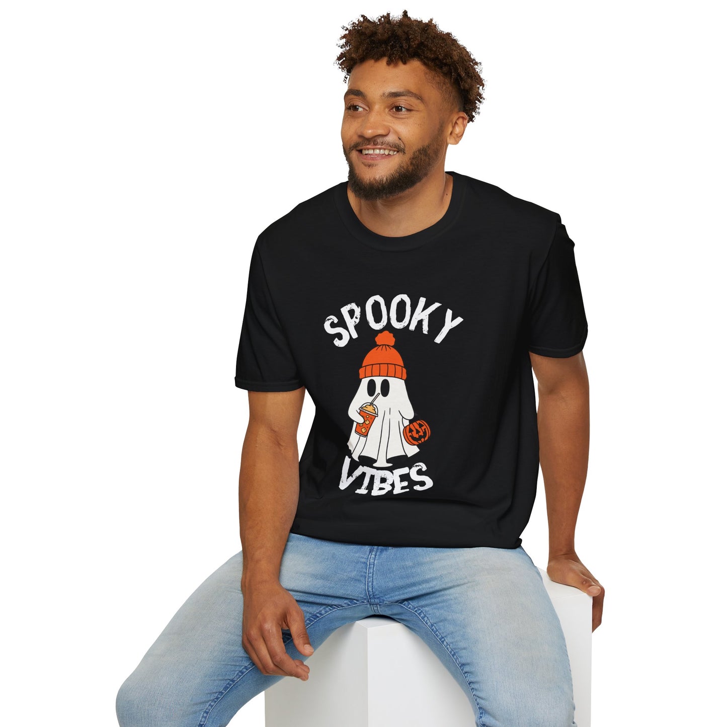 Spooky Vibes Unisex T-Shirt | Halloween Tee, Casual Wear, Gift for Fall, Ghost Graphic Tee, Autumn Apparel