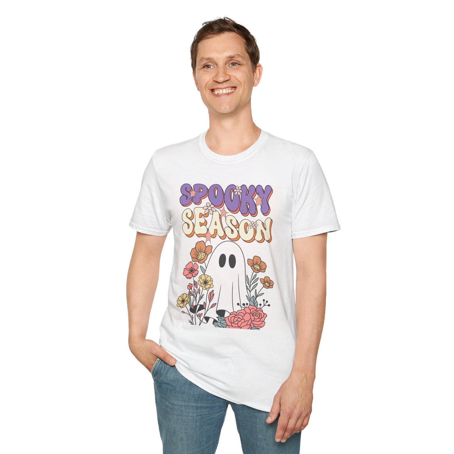 Spooky Season Unisex T-Shirt | Halloween Tee, Casual Wear, Gift for Fall, Ghost Graphic Tee, Autumn Apparel