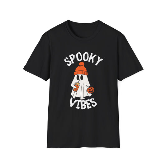 Spooky Vibes Unisex T-Shirt | Halloween Tee, Casual Wear, Gift for Fall, Ghost Graphic Tee, Autumn Apparel