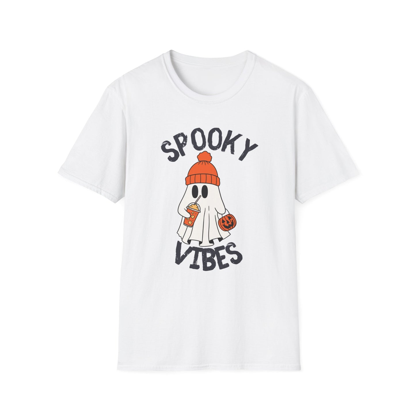 Spooky Vibes Unisex T-Shirt | Halloween Tee, Casual Wear, Gift for Fall, Ghost Graphic Tee, Autumn Apparel