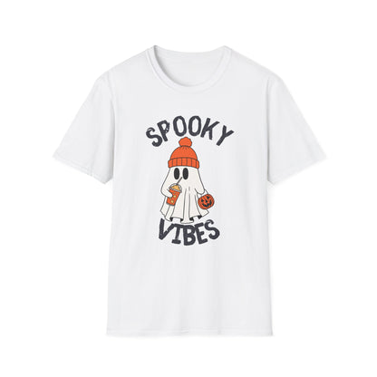 Spooky Vibes Unisex T-Shirt | Halloween Tee, Casual Wear, Gift for Fall, Ghost Graphic Tee, Autumn Apparel
