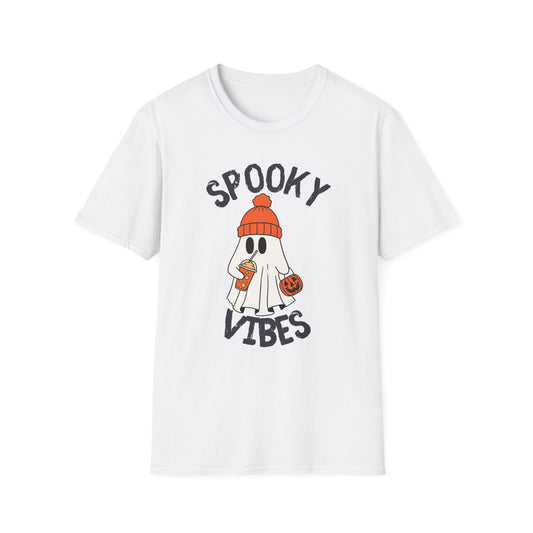 Spooky Vibes Unisex T-Shirt | Halloween Tee, Casual Wear, Gift for Fall, Ghost Graphic Tee, Autumn Apparel