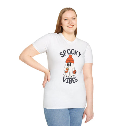 Spooky Vibes Unisex T-Shirt | Halloween Tee, Casual Wear, Gift for Fall, Ghost Graphic Tee, Autumn Apparel